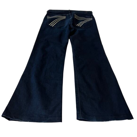 7 For All Man Kind Dojo Jeans Women's Dark Wash Flare Low Rise Size 27 - Picture 2 of 10